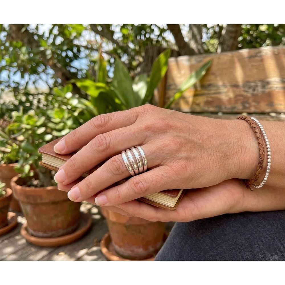 Navajo Sterling Silver Ring - Signed GS Smith Sz 7.5US Handmade Native Jewelry**